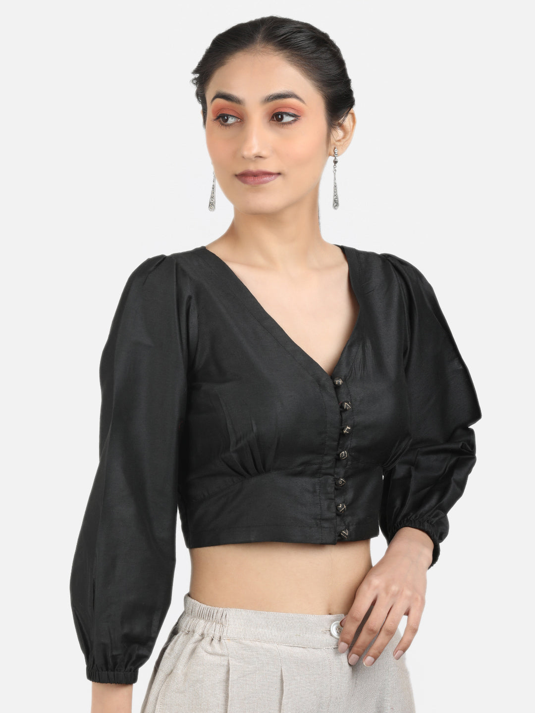 Black Art Silk Saree Blouse