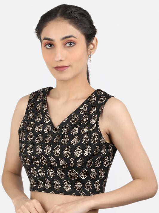 Black Cotton Saree Blouse