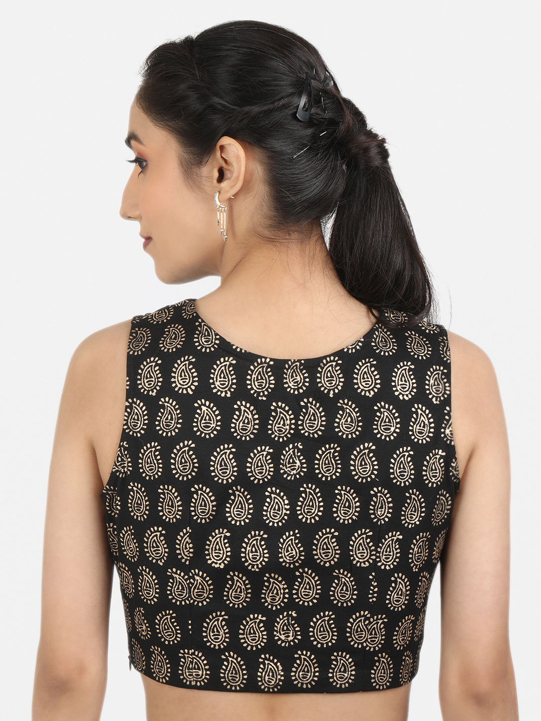 Black Cotton Saree Blouse