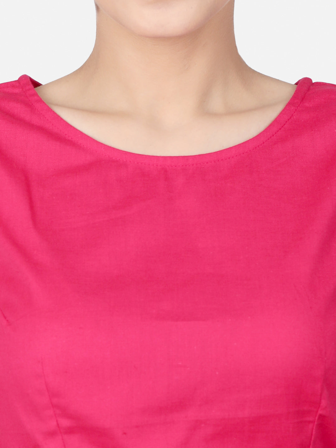 Pink Solid  Cotton Ready To Wear Saree Blouse