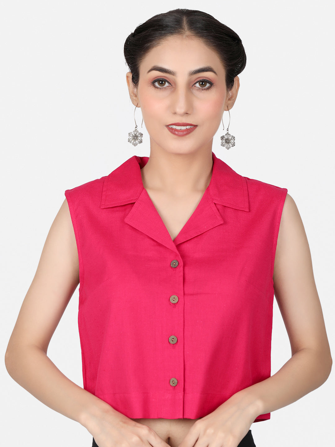 Magenta Cotton Crop Top