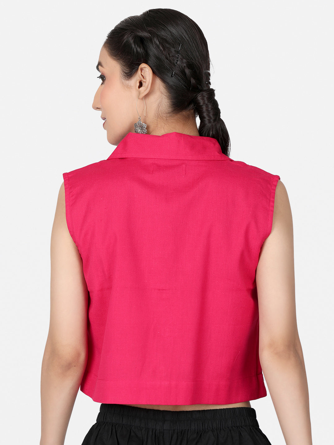 Magenta Cotton Crop Top