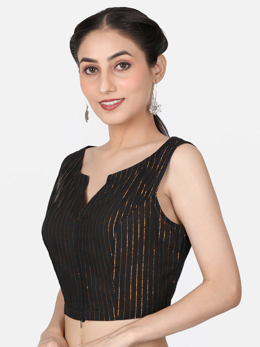 Black Cotton Saree Blouse