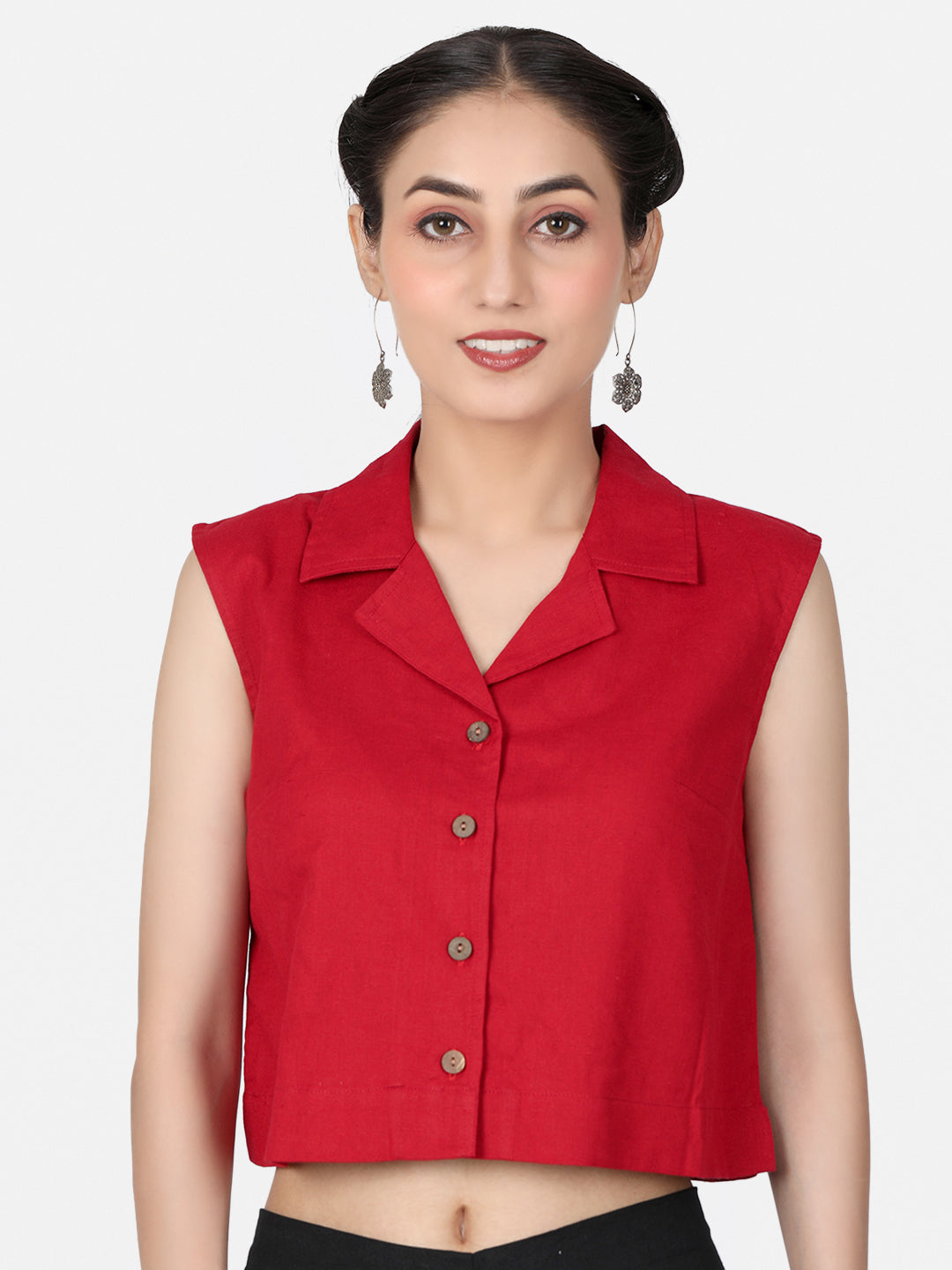 Red Cotton Crop Top