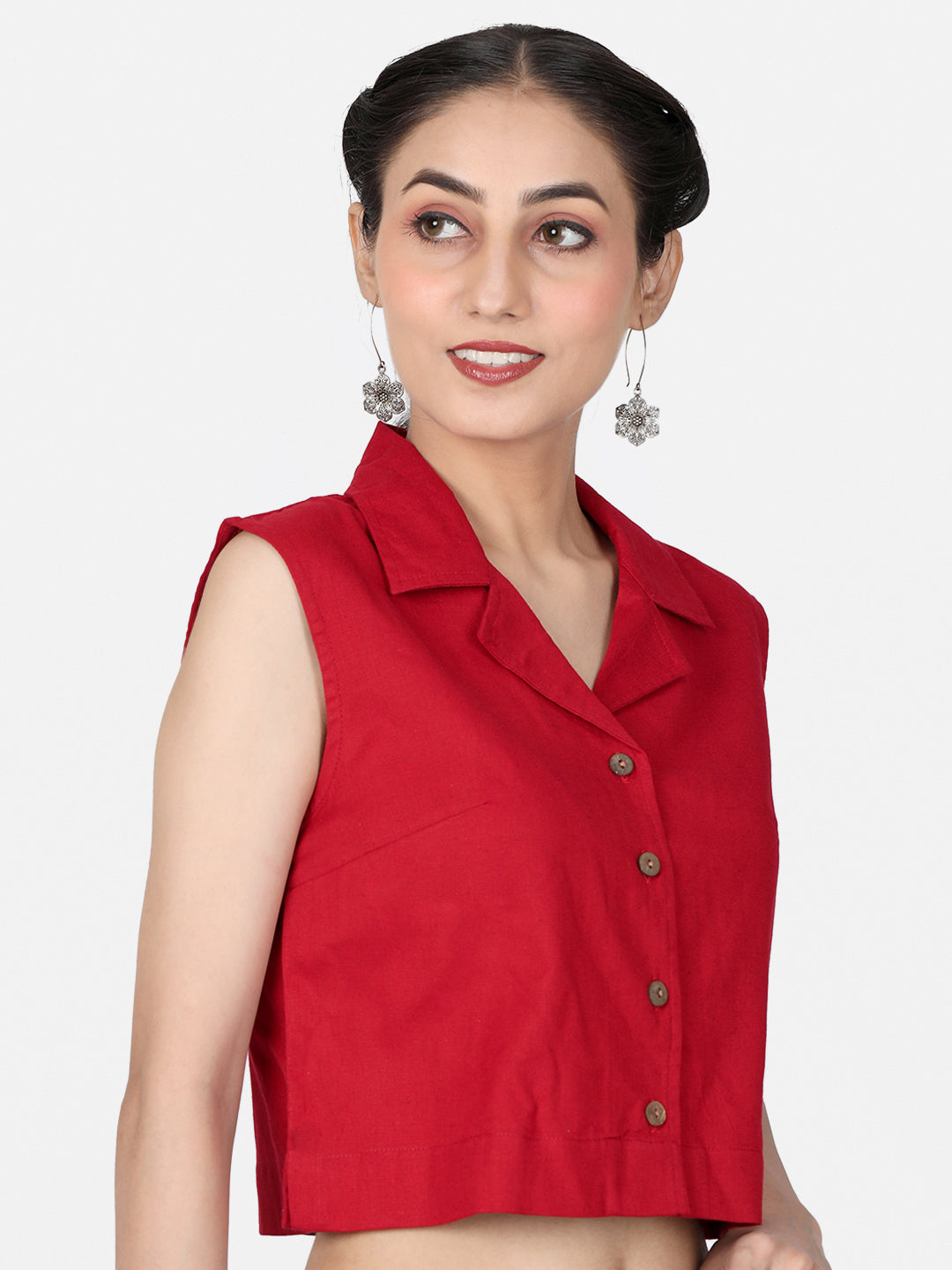 Red Cotton Crop Top