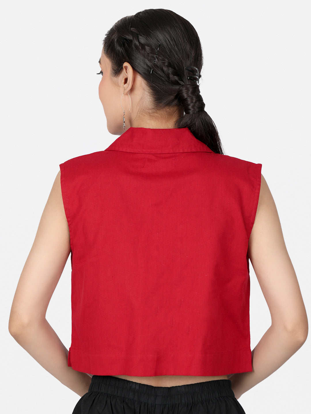 Red Cotton Crop Top