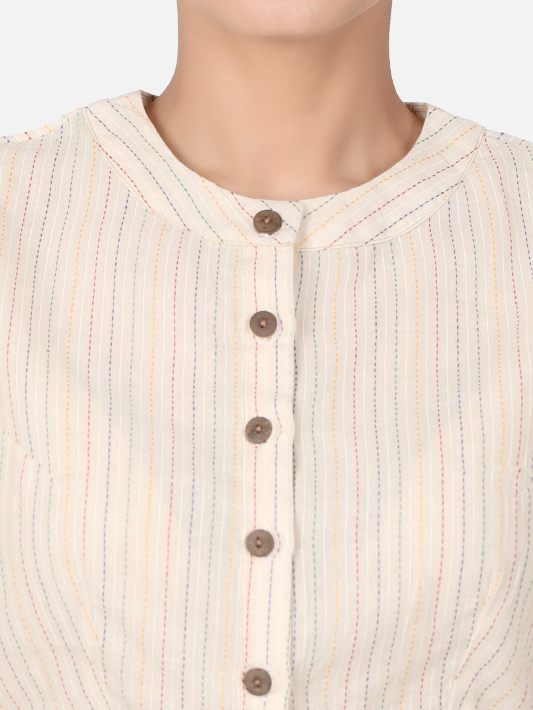 Off White Woven Design Cotton Saree Blouse
