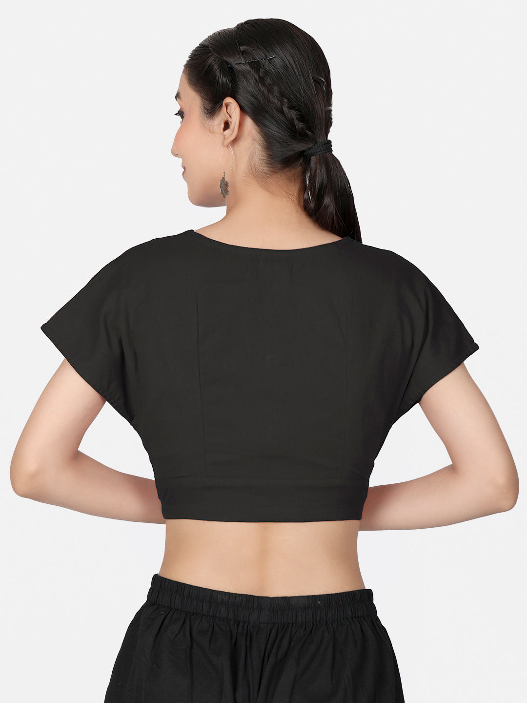 Black Cotton Saree Blouse