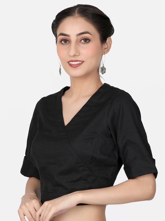 Black Cotton Saree Blouse