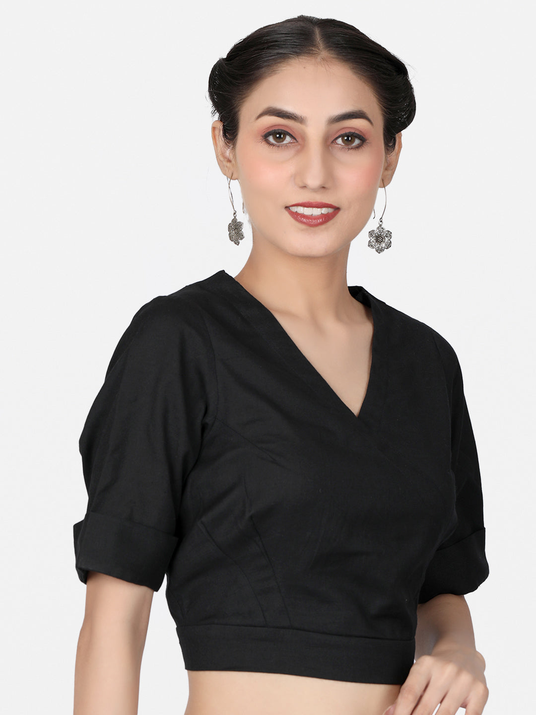 Black Cotton Saree Blouse
