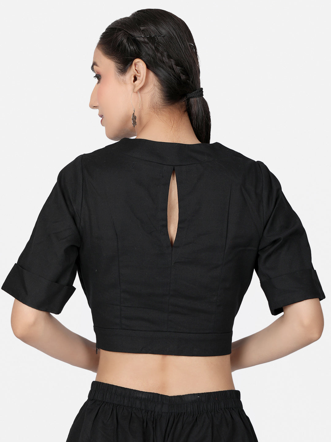 Black Cotton Saree Blouse