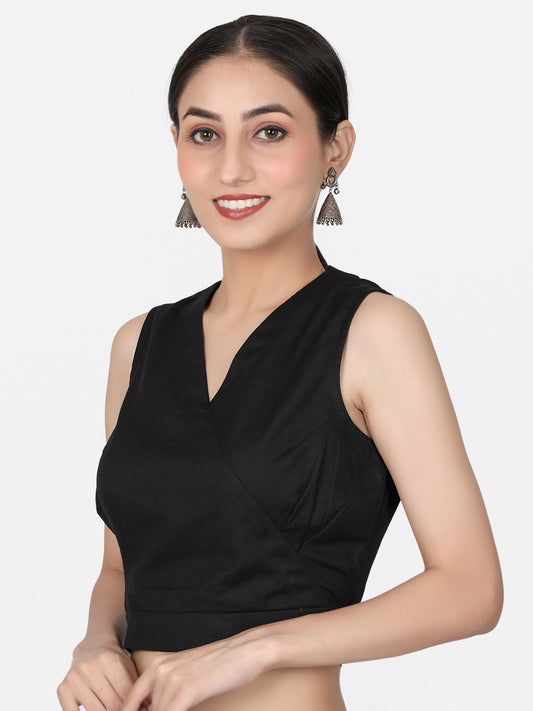 Black Cotton Saree Blouse