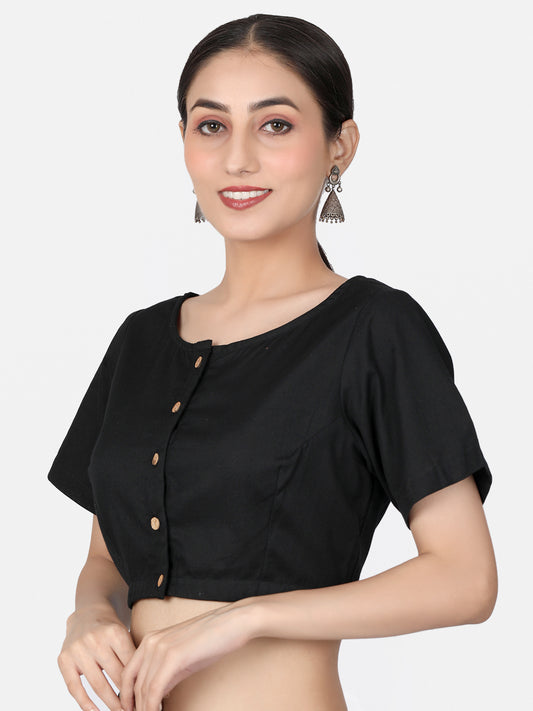 Black Cotton Saree Blouse