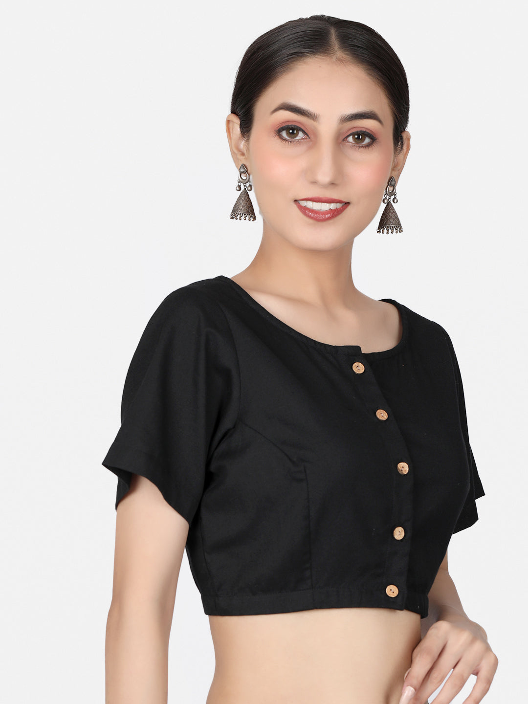 Black Cotton Saree Blouse