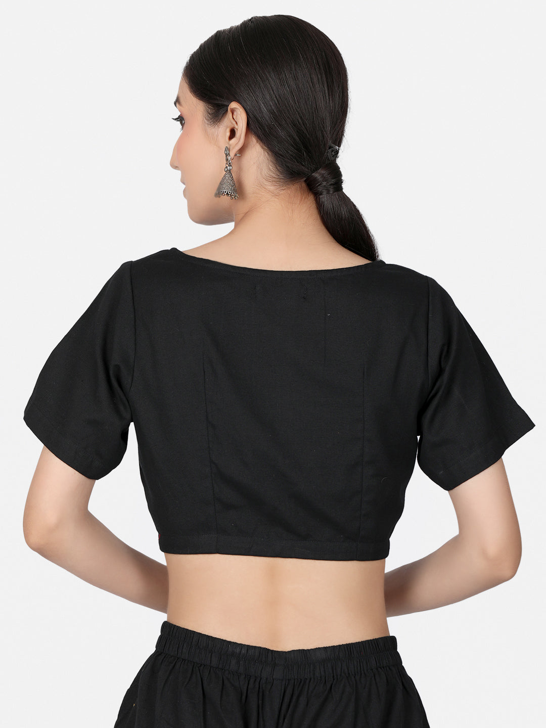 Black Cotton Saree Blouse