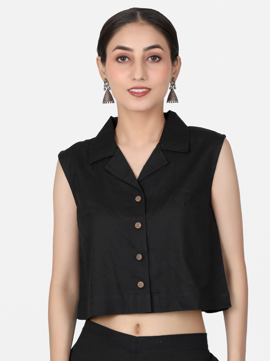 Black Cotton Crop Top