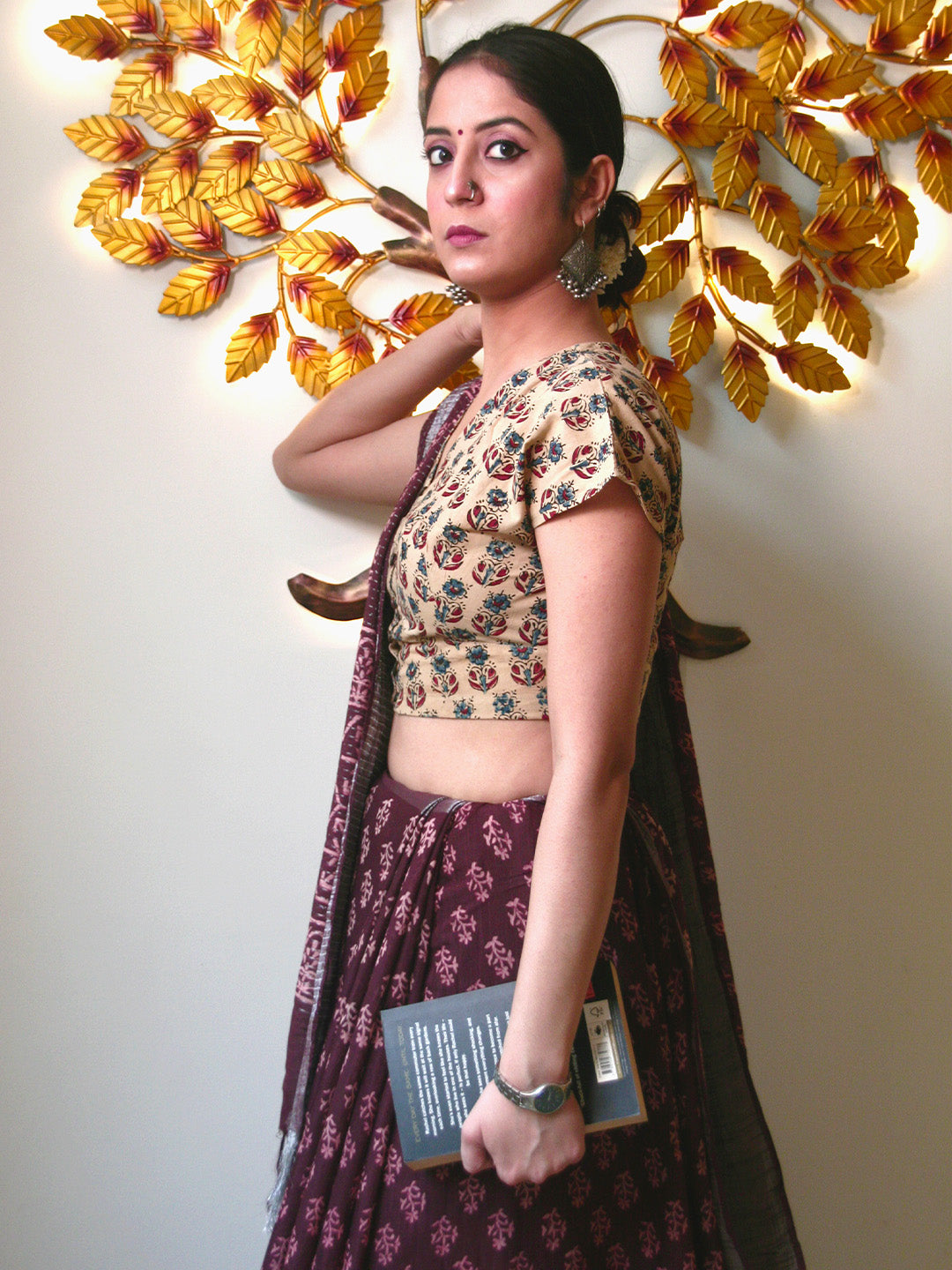 Block Printed Linen Saree