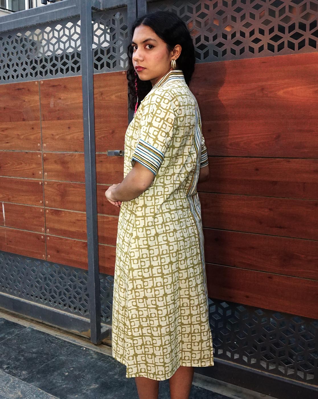 Cream Handblock Dress