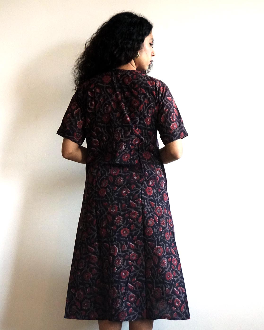 Black Floral Handblock dress