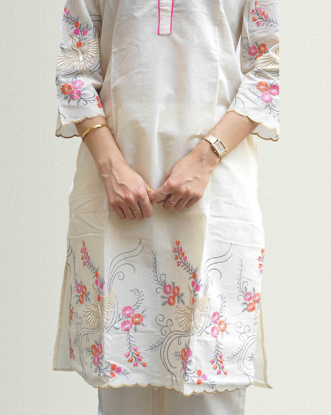Pink Floral Cotton Cambric Co-ord Set