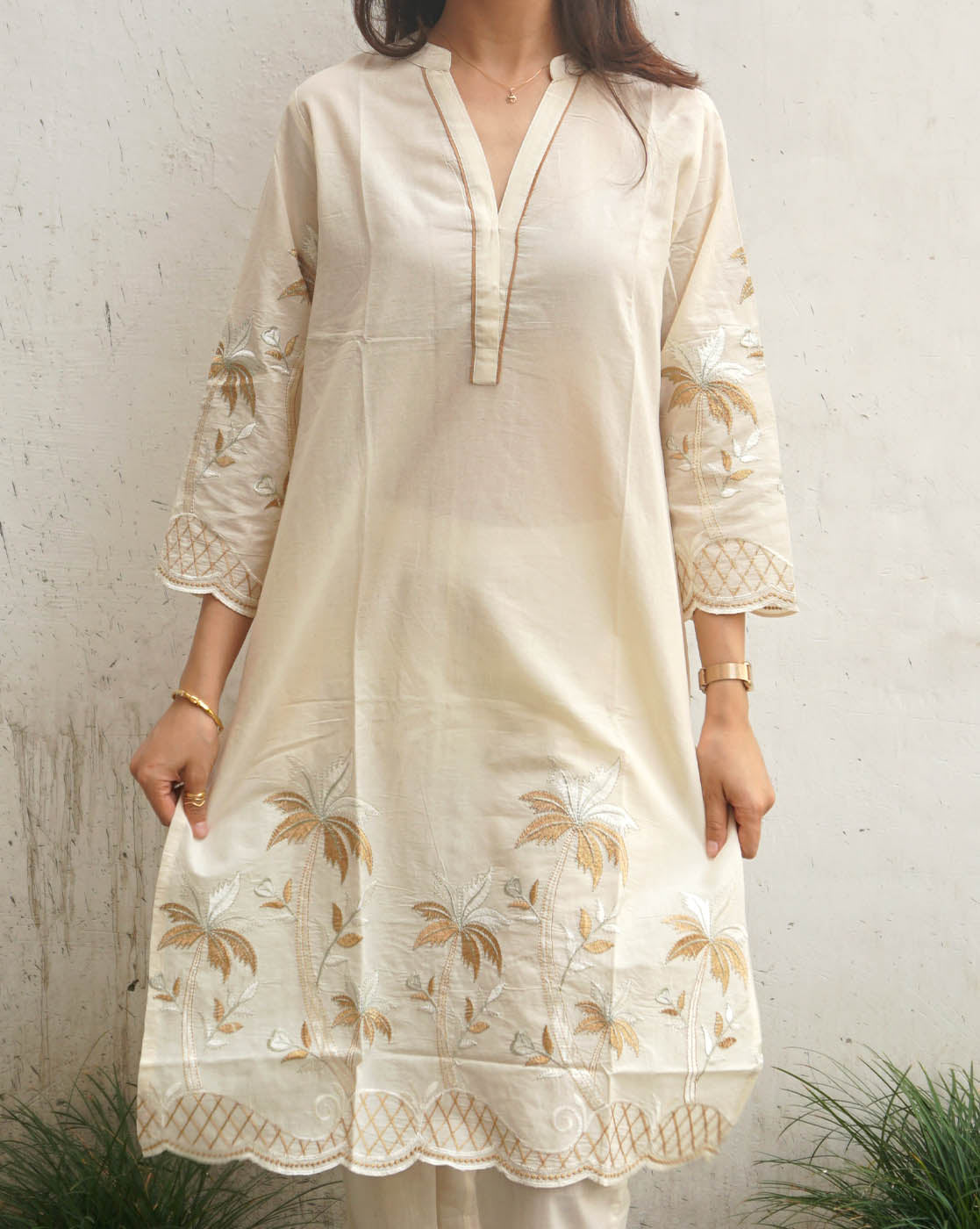 Embroidered Cotton Cambric Co-ord Set