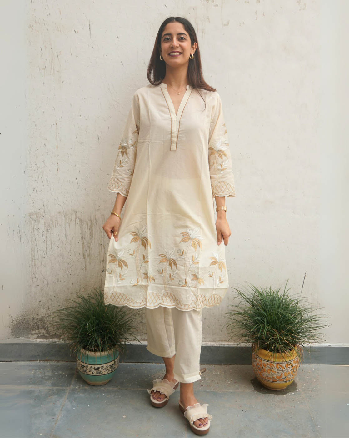 Embroidered Cotton Cambric Co-ord Set