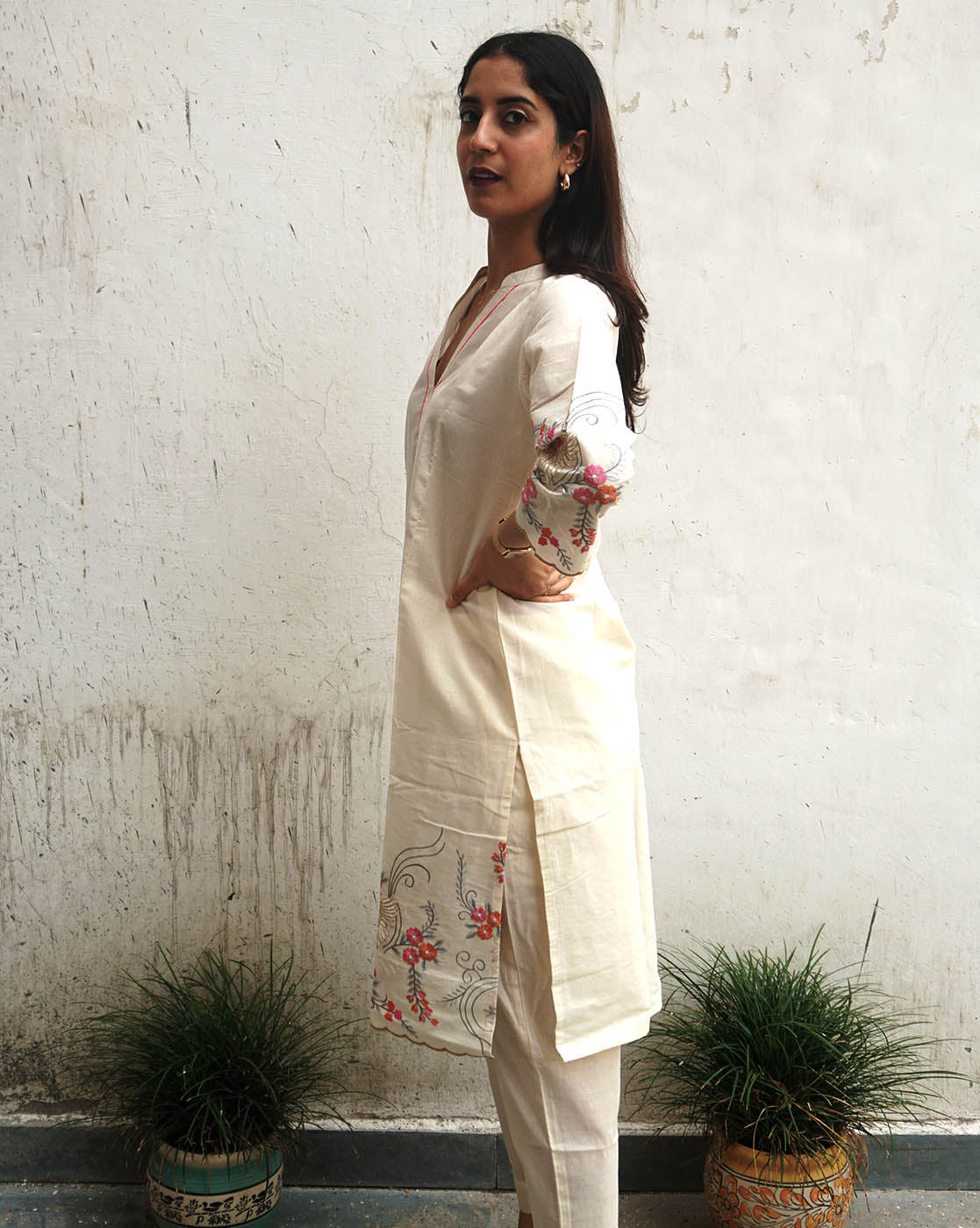 Pink Floral Cotton Cambric Co-ord Set