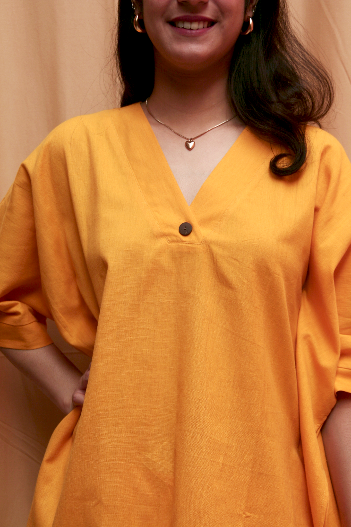 Solid-Colored Kaftan-inspired Cotton Tunic Set