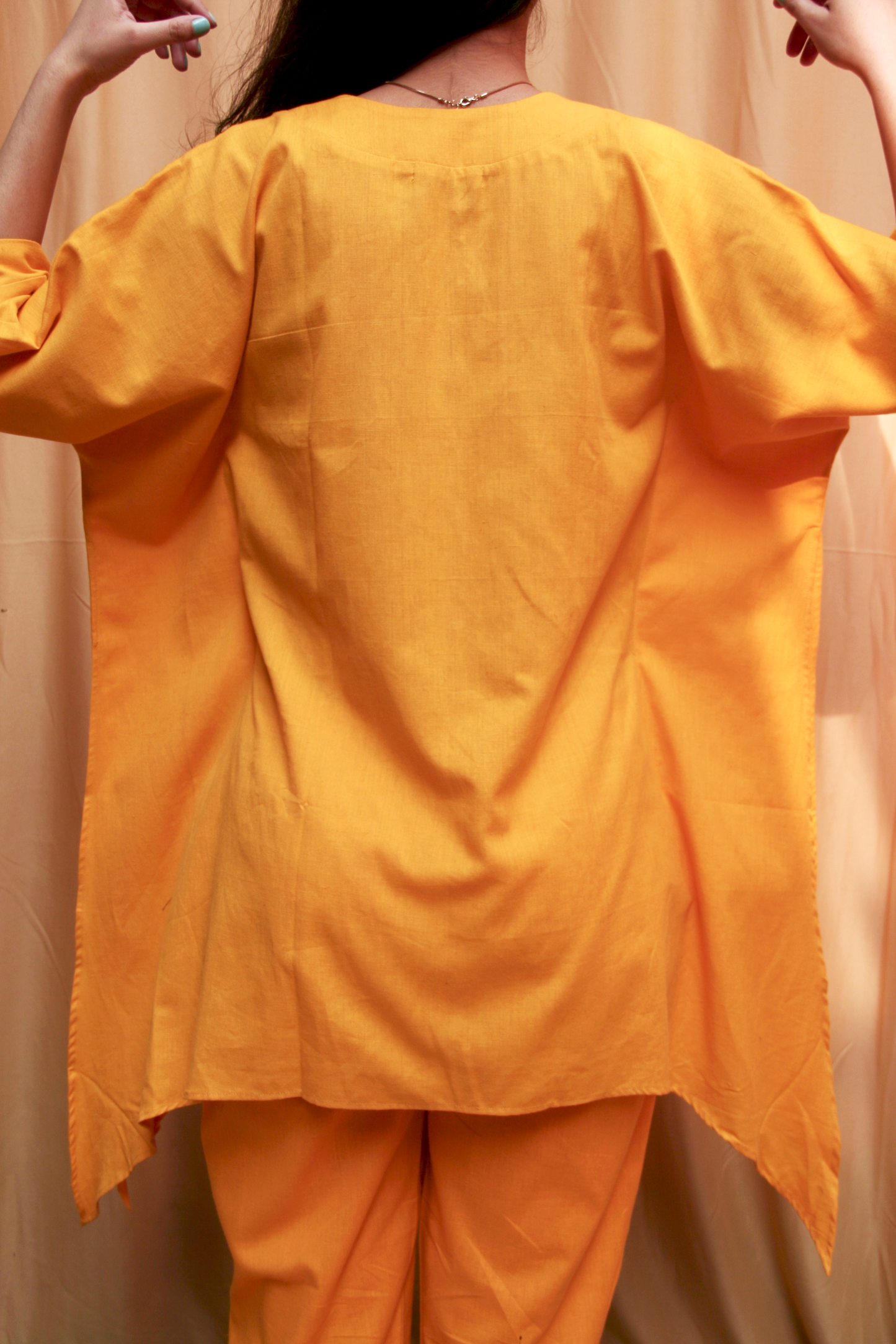 Solid-Colored Kaftan-inspired Cotton Tunic Set