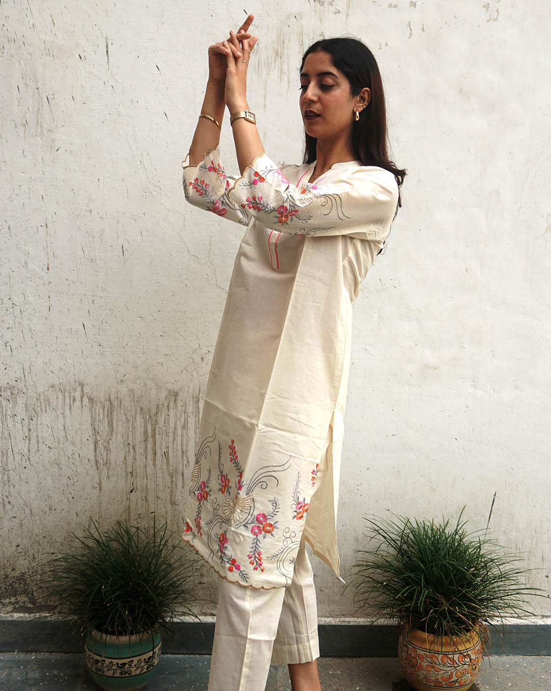 Pink Floral Cotton Cambric Co-ord Set