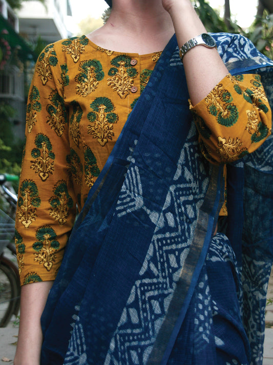 Dabu Kota Doria Natural Dyed Saree