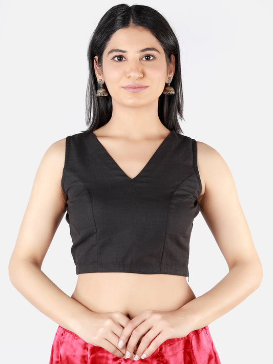 Black Cotton Saree Blouse
