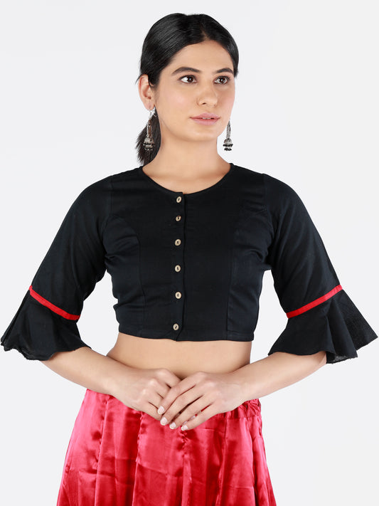 Black Cotton Saree Blouse