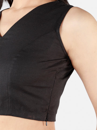 Black Cotton Saree Blouse