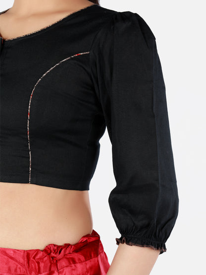 Black Cotton Saree Blouse