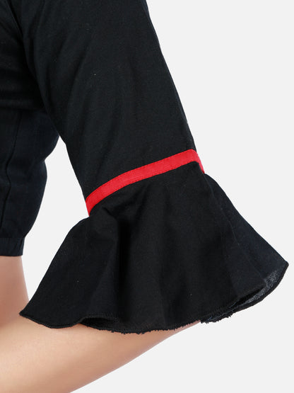 Black Cotton Saree Blouse