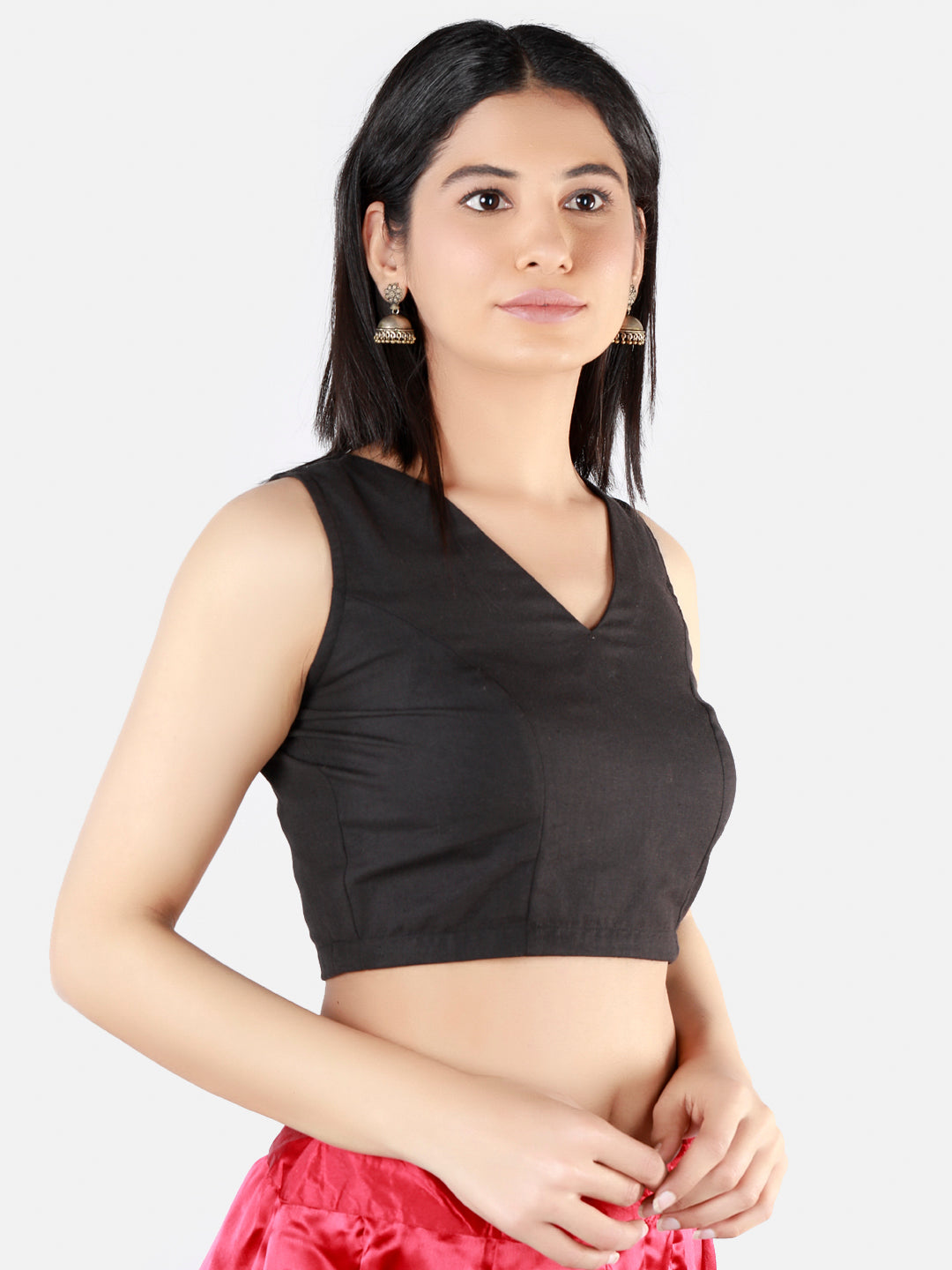 Black Cotton Saree Blouse