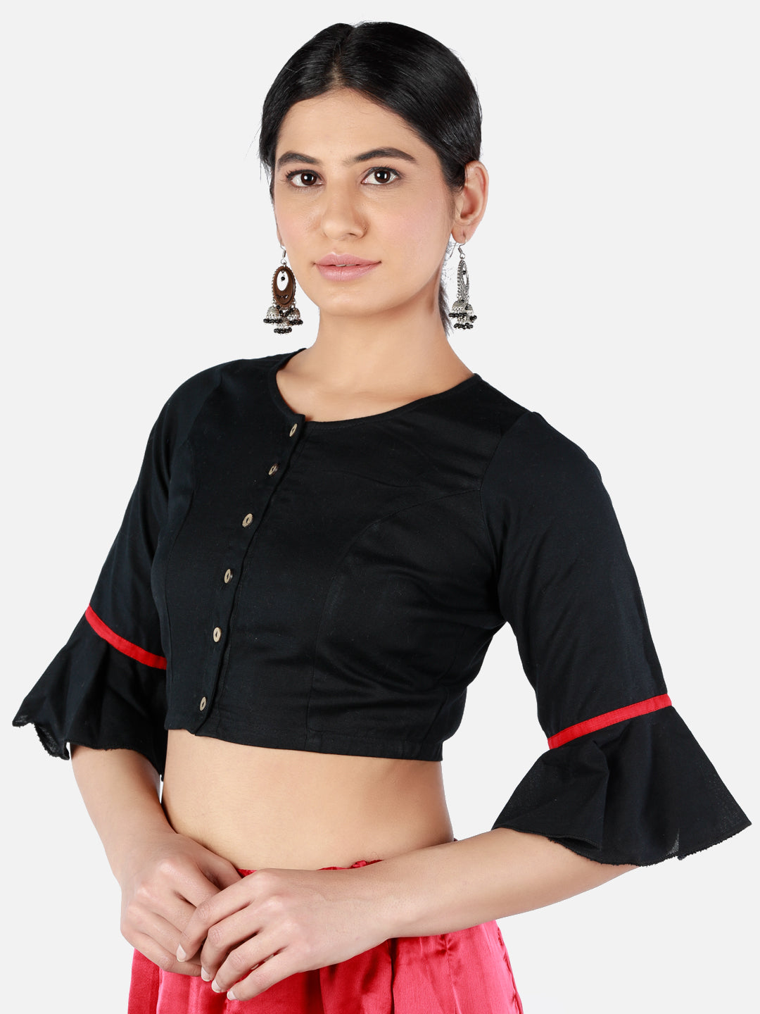 Black Cotton Saree Blouse