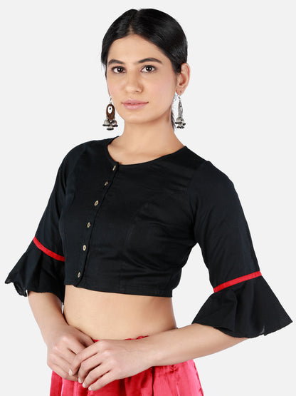Black Cotton Saree Blouse