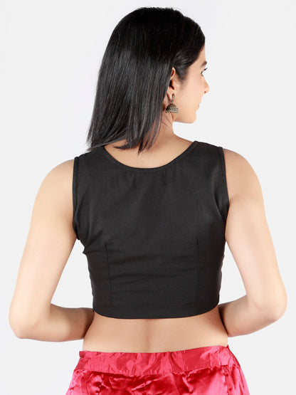 Black Cotton Saree Blouse