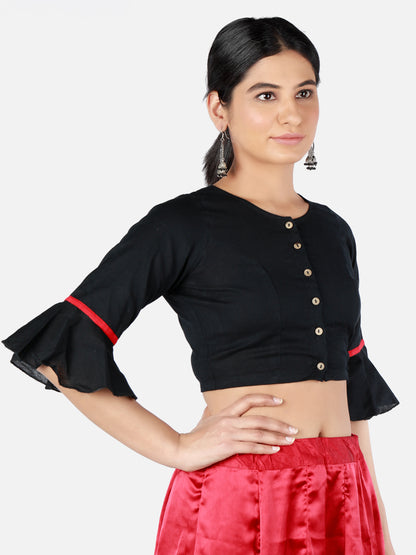 Black Cotton Saree Blouse