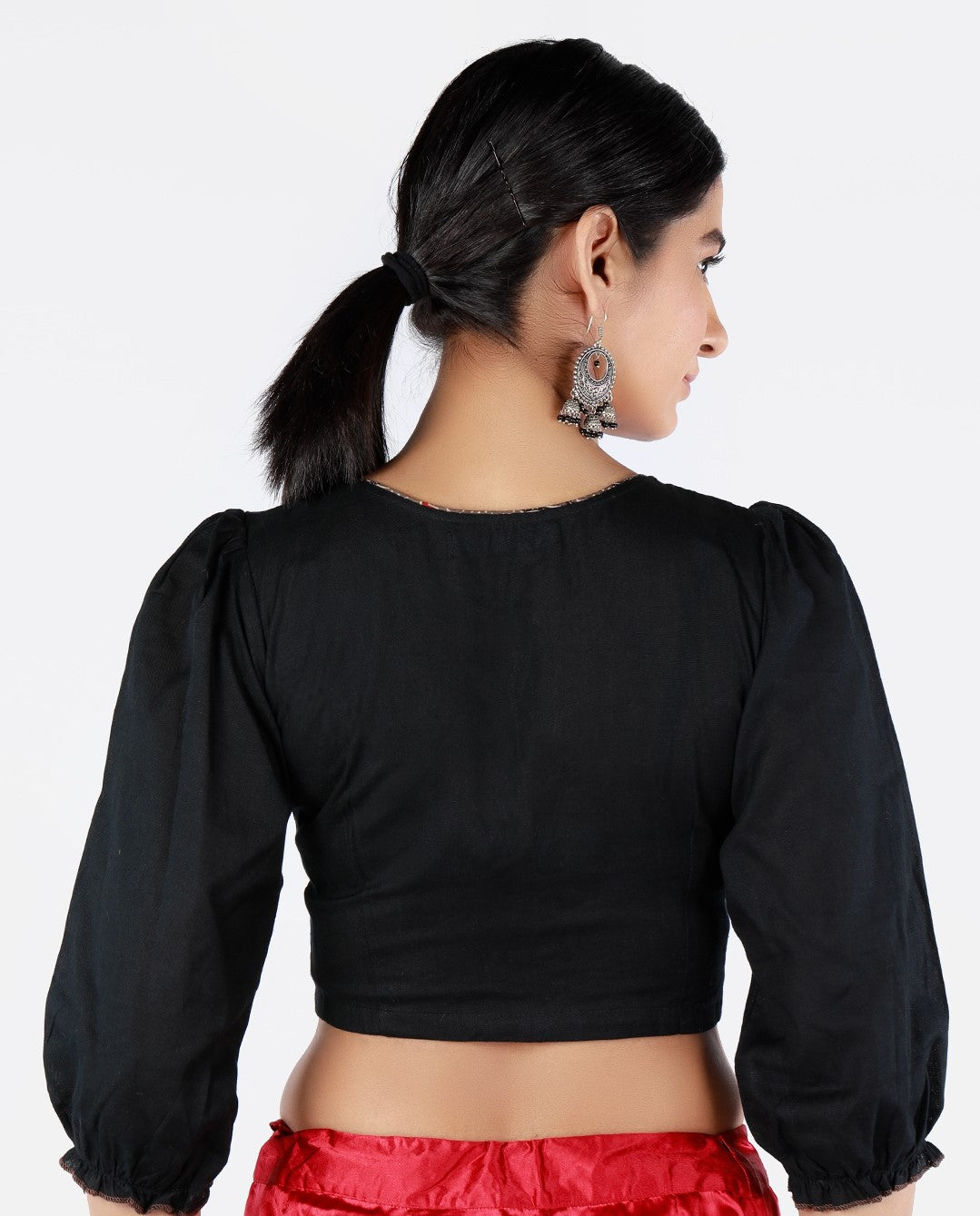 Black Cotton Saree Blouse