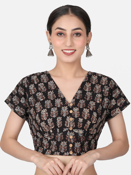Black Cotton Saree Blouse