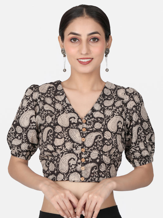 Black Cotton Saree Blouse