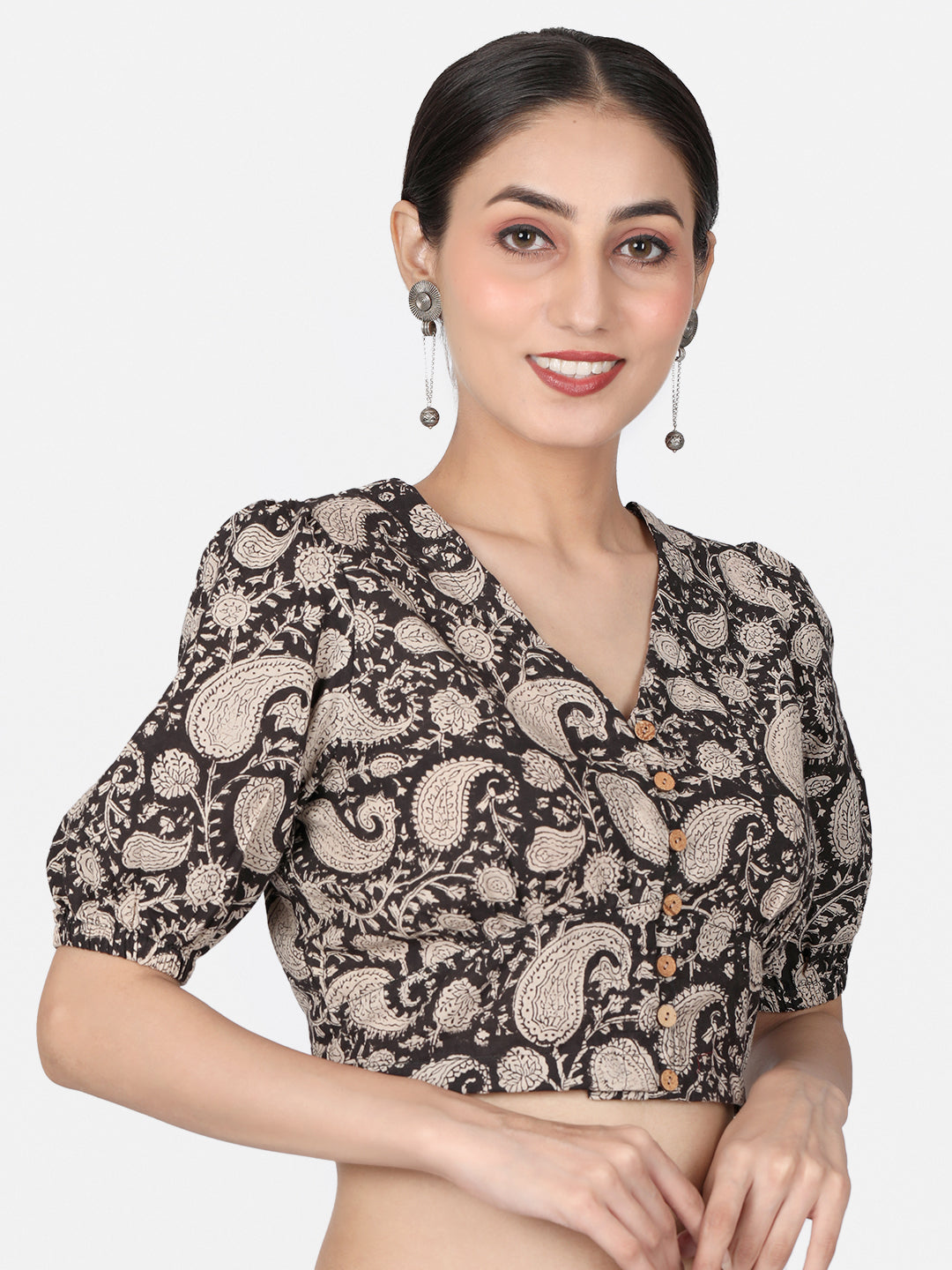 Black Cotton Saree Blouse