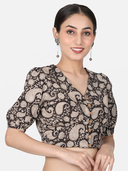 Black Cotton Saree Blouse