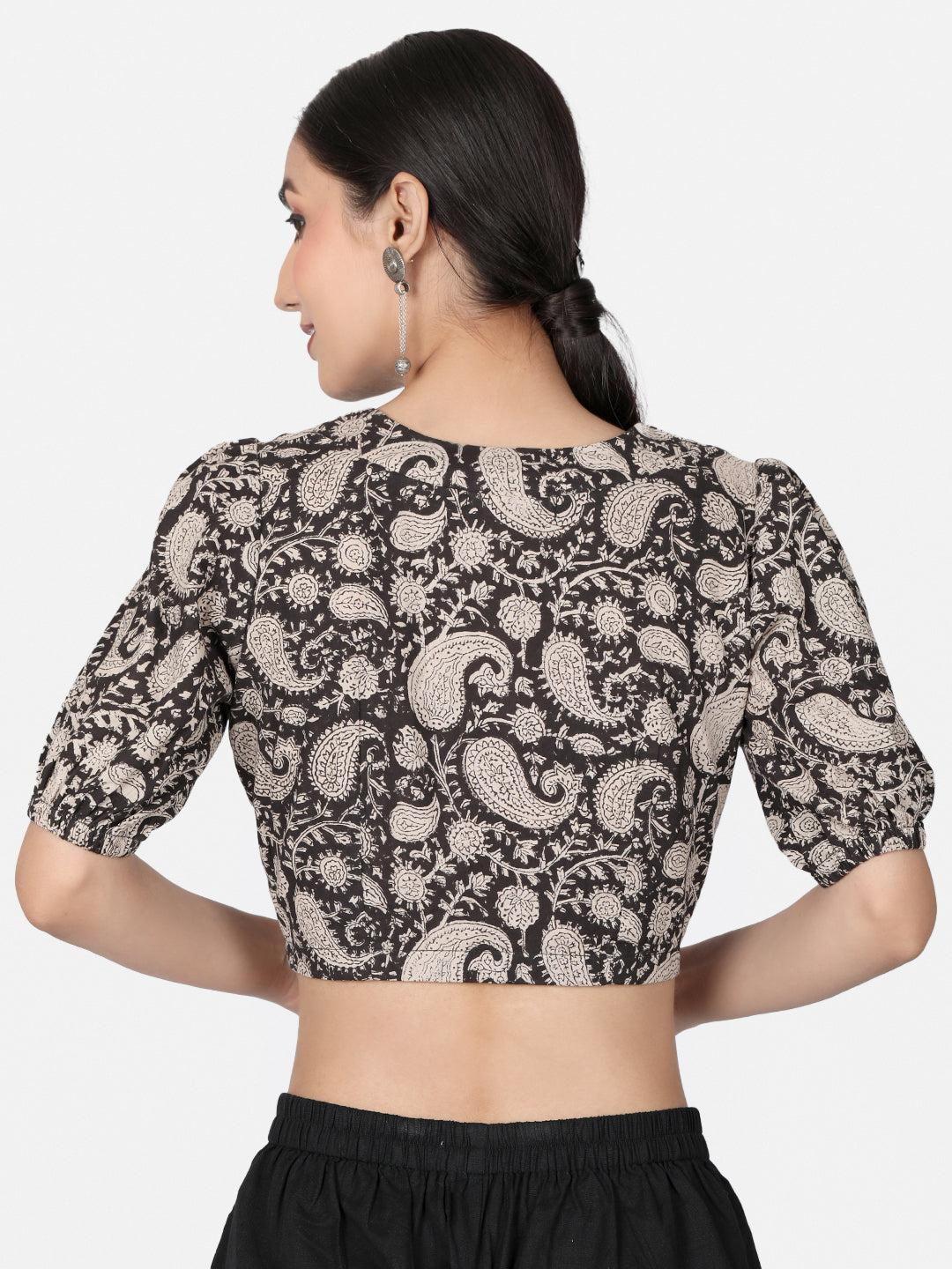 Black Cotton Saree Blouse