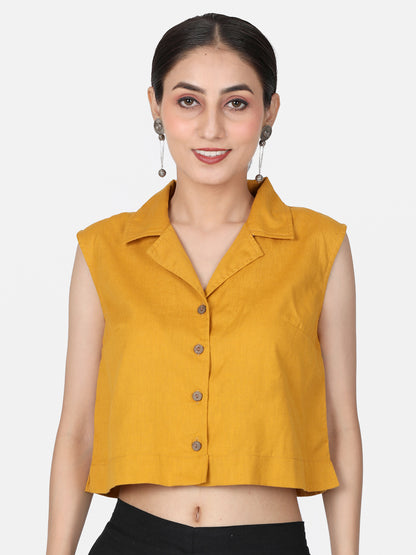 Mustard Cotton Crop Top