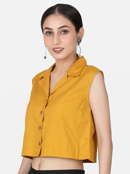 Mustard Cotton Crop Top