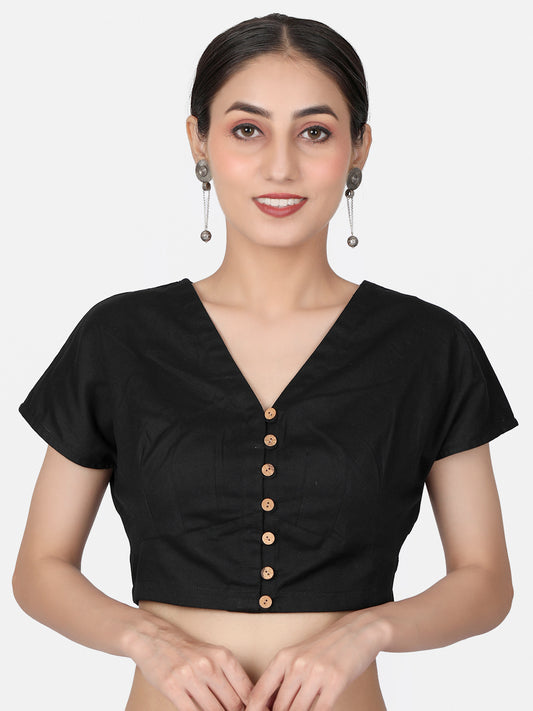 Black Cotton Saree Blouse